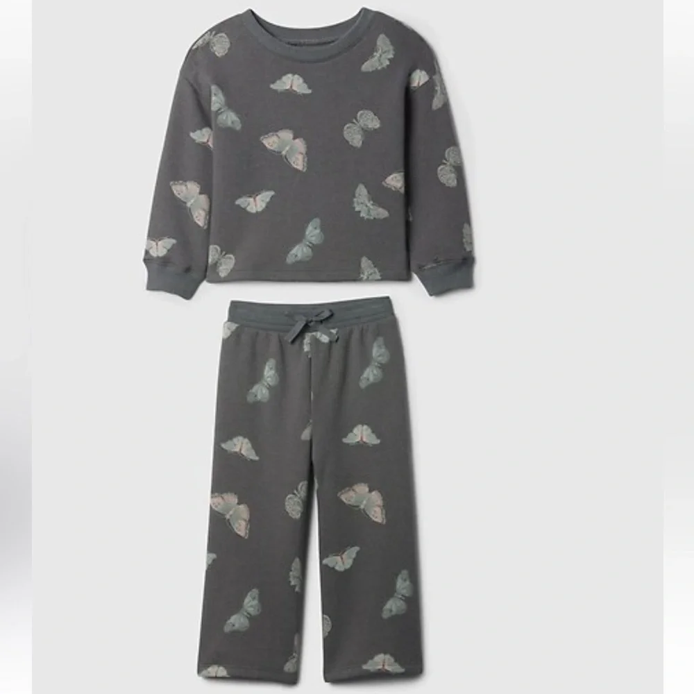 GAP Charcoal Gray Butterfly Matching Pant Set 12-18 Months